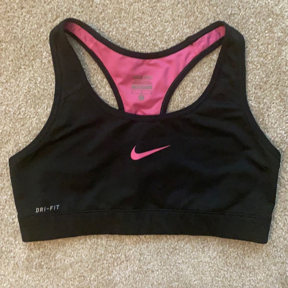 Nike Black and Pink Sports Bra Medium